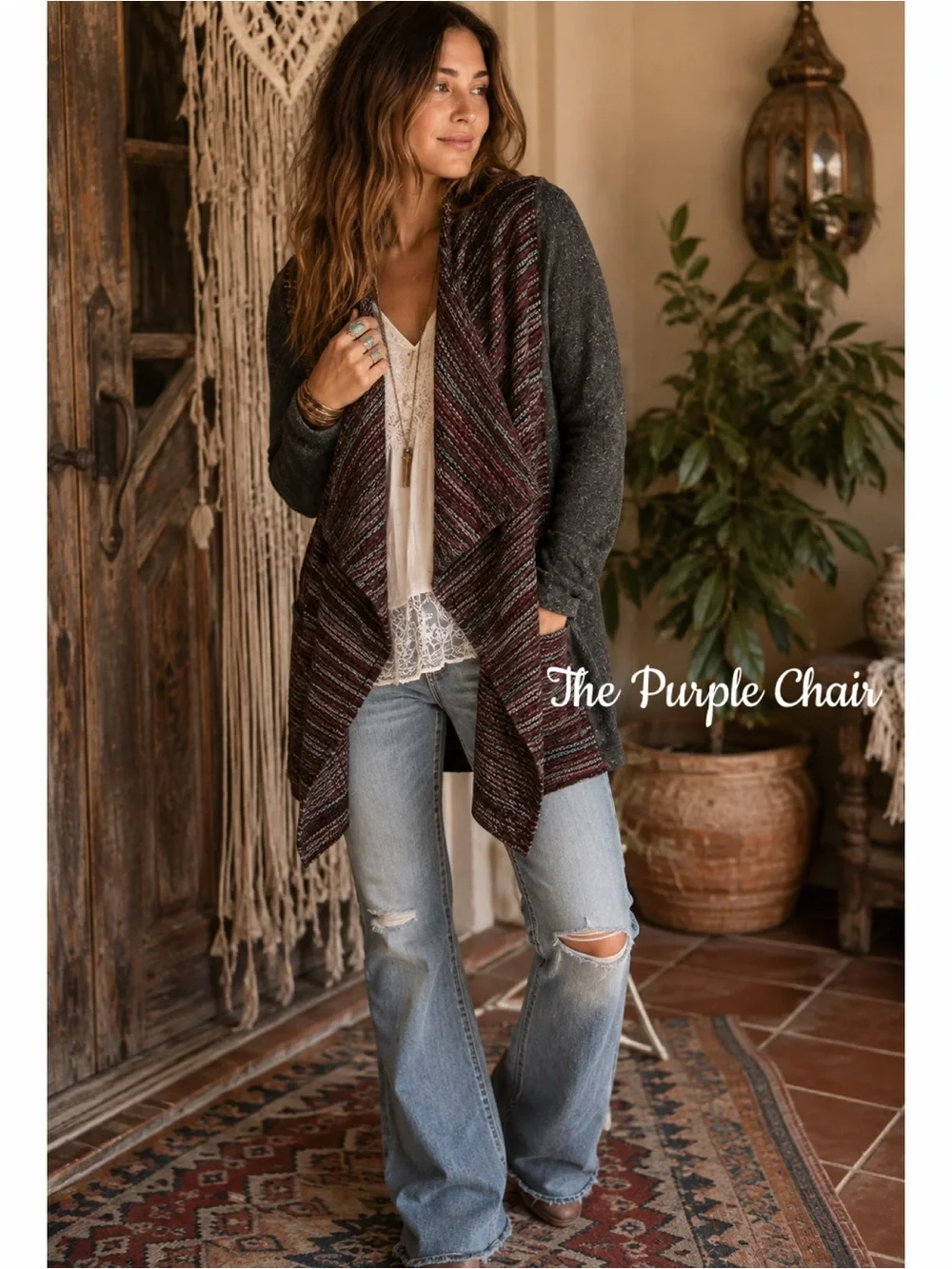 LUCKY BRAND Long Sleeve Brushed Knit Wool Blend Sweater Cardigan M